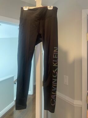 Calvin Klein Black Leggings with Iridescent Side Logo
